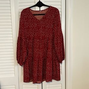 Long sleeve polka dot sun dress